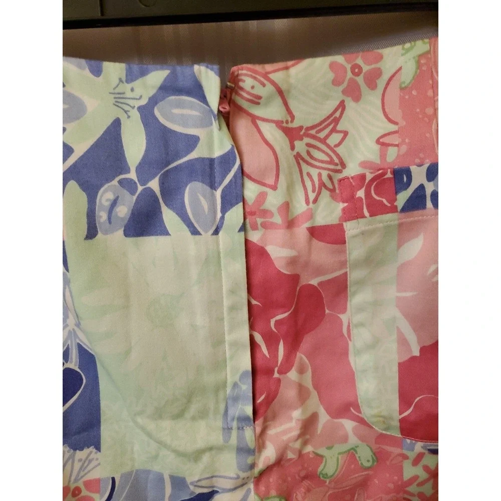 Lilly Pulitzer Patchwork Skirt Floral Turtle Frog Print M Colorful Vintage Sz 6‎